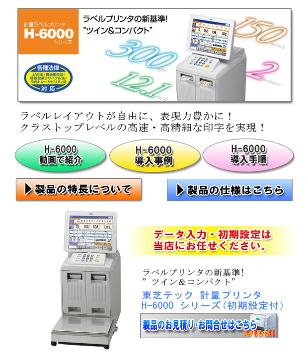 [PG]USED 8日保証 TEC H-6000-T-R LABEL PRINTER 計量ラベルプリンター ひょう量3 6kg 目量1 2g 最小20g[ST03999-0020] - 6